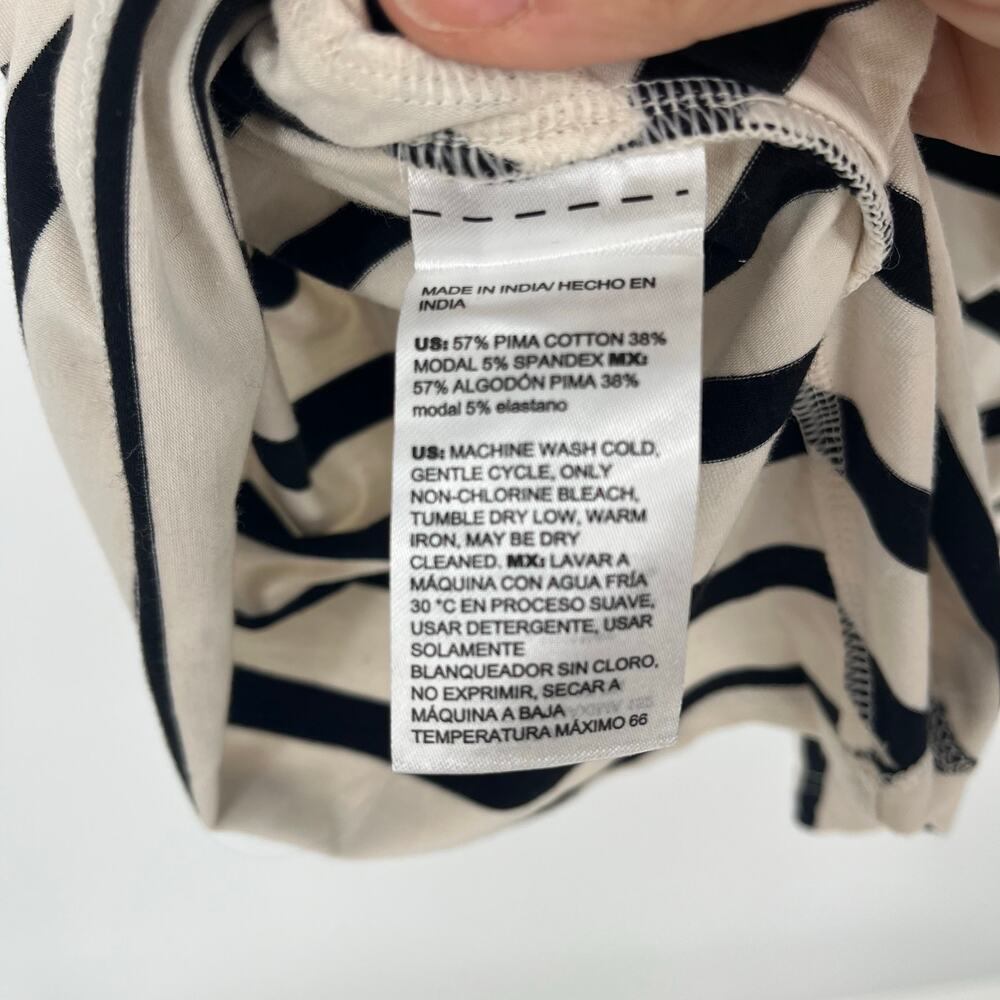 Chicos Touch Of Cool Stripe Draped Front Tee Short Sleeve Knit Black White Large - Picture 5 of 8